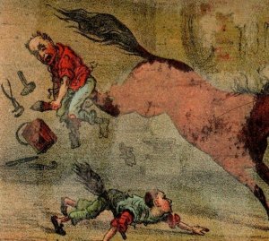 1879 Currier & Ives A. Luhs Looking Glasses Horse Kicking Man P189