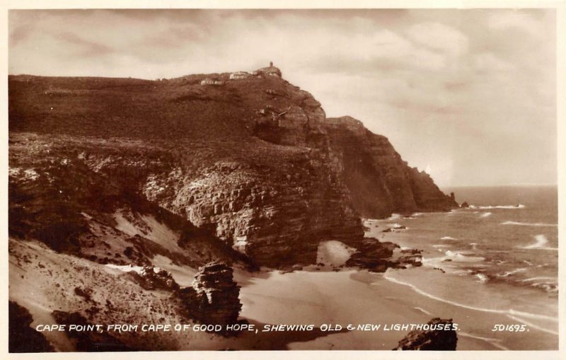 RPPC CAPE POINT CAPE OF GOOD HOPE LIGHTHOUSES SOUTH AFRICA REAL PHOTO POSTCARD