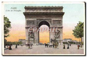 Old Postcard Paris Arc de Triomphe