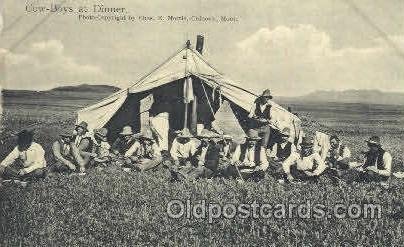 Cowboy at Dinner Non Postcard Backing, Western Cowboy, Cowgirl Unused tab mar...