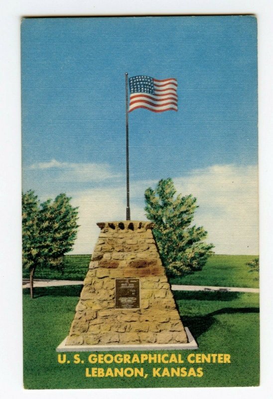 Vintage Postcard U. S. Geographical Center Lebanon Kansas Standard View Card 