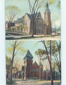 Divided-Back TWO CHURCH SCENES ON ONE POSTCARD Utica New York NY G4395