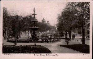 Baltimore Maryland MD Eutaw Place Real Photo c1910 Vintage Postcard