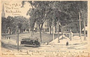 PARK PLACE Rockville, Connecticut Trolley 1906 Vintage Albertype Postcard
