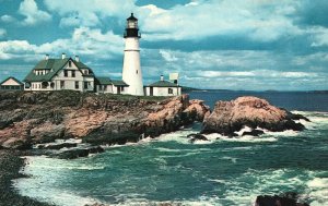 Vintage Postcard Portland Headlight Maine Beacon Light Erected on the Ocean