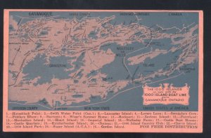 1000 ISLANDS BOAT LINE GUANOQUE ONTARIO MAP VINTAGE ADVERTISING POSTCARD