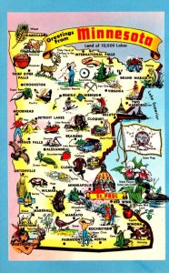Map Of Minnesota With Greetings From The North Star Or Gopher State
