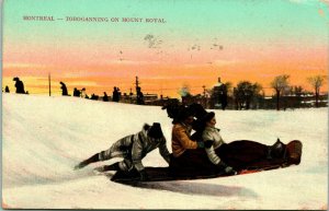 Vtg Postcard 1911 Montreal - Tobogganing on Mount Royal