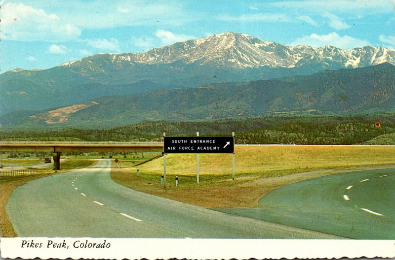 Colorado Pikes Peak South Entrance Air Force Academy Highway Sign