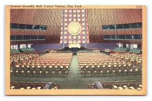 General Assembly Hall United Nations New York c1954 Postcard