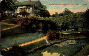 Lagoon, Swiss Cottage, Rockford IL c1915 Vintage Postcard C49