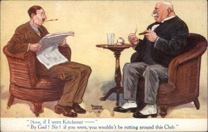 Poltical Satire Comic Lord Kitchener Stuffy Old Men Smoking Cigars Postcard