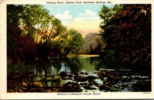 Missouri Excelsior Springs Siloam Park Fishing River 1957 Curteich