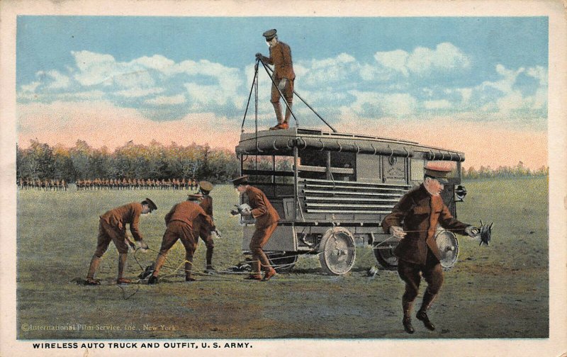 Wireless Auto Truck and Outfit, U.S. Army, Circa 1915-1920 Postcard, Unused