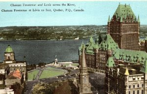 1920s QUEBEC CANADA CHATEAU FRONTANAC AND LEVIS ACROSS THE RIVER POSTCARD P30