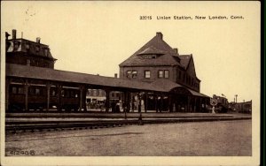 New London CT Union RR Train Station Depot 1915 Used Postcard