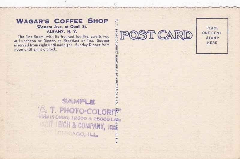 New York Albany Wagar's Coffee Shop Pine Room Curteich sk6217