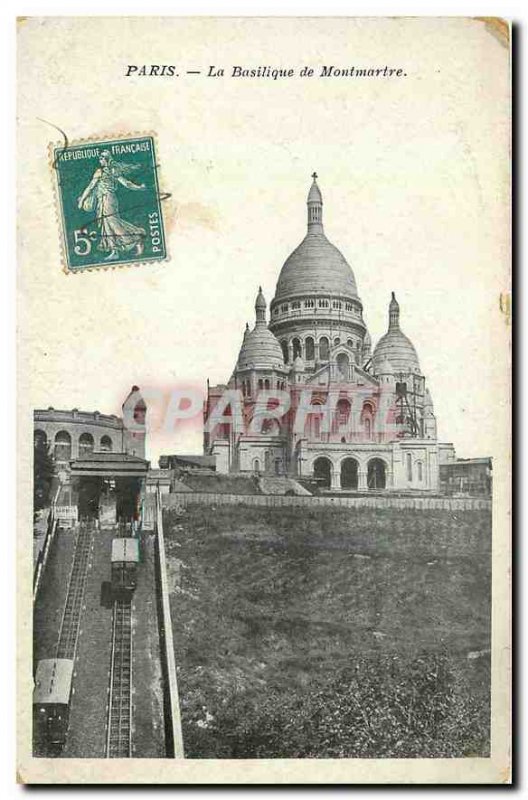 Old Postcard Paris Basilica of Montmartre