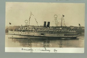 Camden MAINE RPPC 1907 STEAMER CAMDEN Steamship Steamboat nr Belfast Rockland