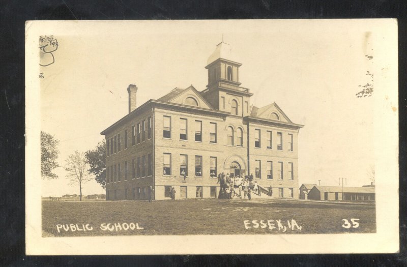 RPPC ESSEX IOWA PUBLIC SCHOOL BUILDING VINTAGE REAL PHOTO POSTCARD SIOUX NEBR.