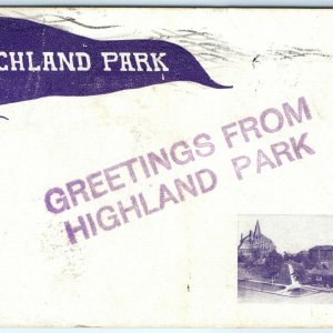 1910 Des Moines, IA Highland Park Greeting Post Card Birdseye College Campus A16