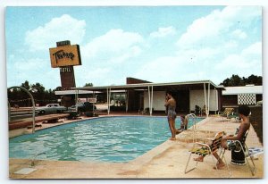 1950s HAPEVILLE GA ATLANTA TERRACE MOTEL US41 POOLSIDE RESTAURANT POSTCARD P2397