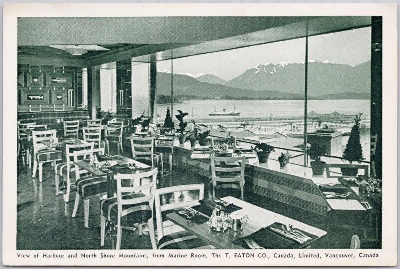 Vancouver BC T. Eaton Co Marine Room Restaurant Continental Postcard C10