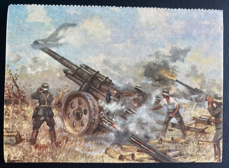 Mint Germany Picture Postcard WW2 Heavy Artillery Near Petersburg