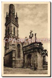 Old Postcard Brittany Finistere Lampaul Arc de Triomphe and the church