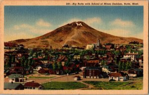 Big Butte School of Mines Emblem Butte Mont. Vintage Postcard Standard View Card