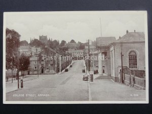 N Ireland ARMAGH College Street Animated Scene c1936 Postcard by Valentine