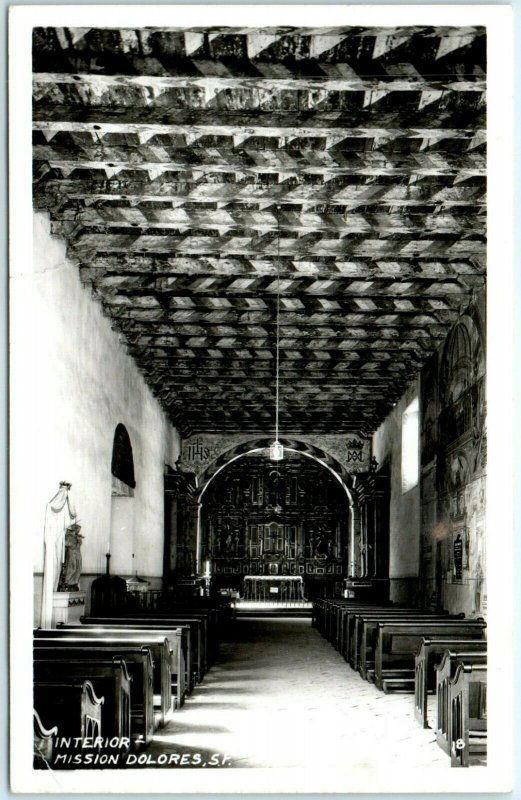 c1930s San Francisco, CA Mission Dolores Inside Postcard Church Founded 1776 A41