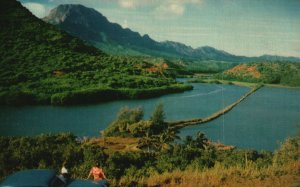 Vintage Postcard Menehune Fish Pond On Kauai Legendary Hawaiian Dwarfs HS Pub.