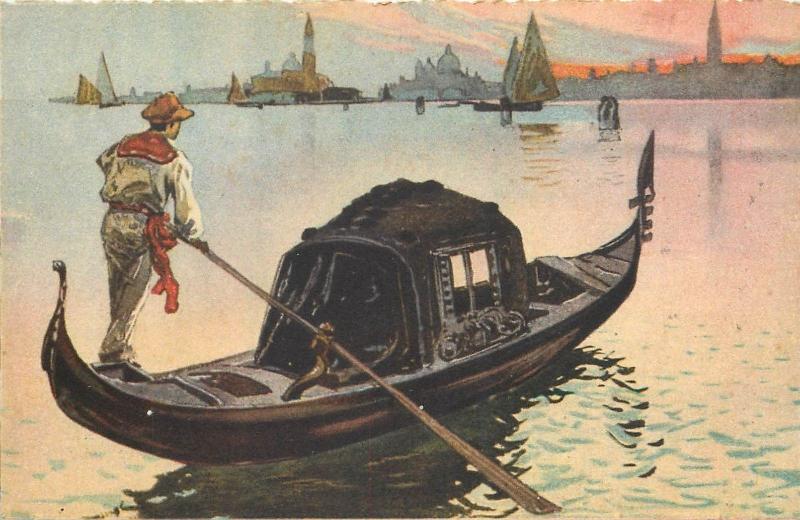 The Gondola gondole Venezia Italy Italia Venice A. Scrocchi postcard