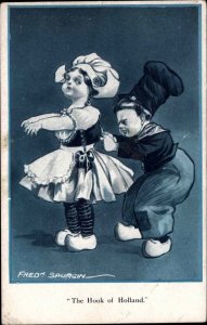 Fred Spurgin Dutch Boy Fastens Little Girl's Corset c1910 Vintage Postcard