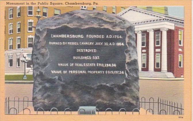 Pennsylvania Chambersburg Monument In The Public Square