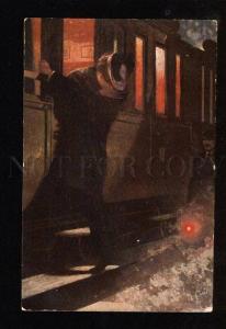 049033 Kiss near Train by BALESTRIERI Vintage ART NOUVEAU PC