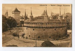 287112 POLAND KRAKOW Rondel & Brama TRAM 1910 year postcard