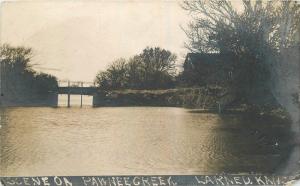 1908 Larned Kansas Pawnee Creek Bridge Home RPO Postmark RPPC Real Photo