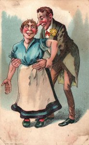 Vintage Postcard 1910's Mistakenly Touched A Man Wearing Woman's Attire-Comic