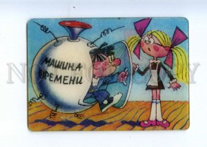 487109 USSR 1984 Ugarov cartoon on back desk Time Machine lenticular 3D CALENDAR