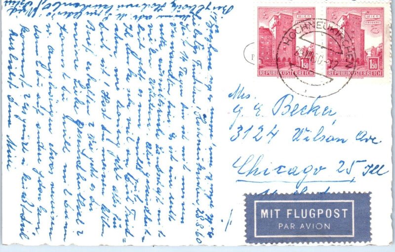 1960 Bird's Eye View Hochneukirchen Austria Postcard