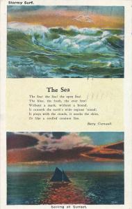 Stormy Surf and Sailing at Sunset The Sea -Poem by Barry Cornwell - pm 1937 - WB