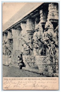 c1905 The Horse Court of Sri Rangam Trichinopoly India Antique Postcard