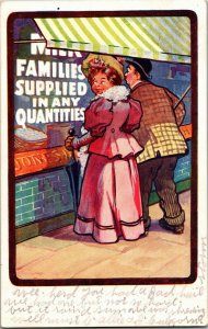 Store Window, Families Supplied Any Quantity Bamforth c1911 Vintage Postcard A06