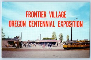 1960 Portland Oregon Postcard Centennial Exposition Frontier Village Miniature