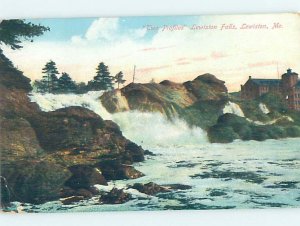 Pre-Chrome WATERFALL SCENE Lewiston Maine ME AG4291