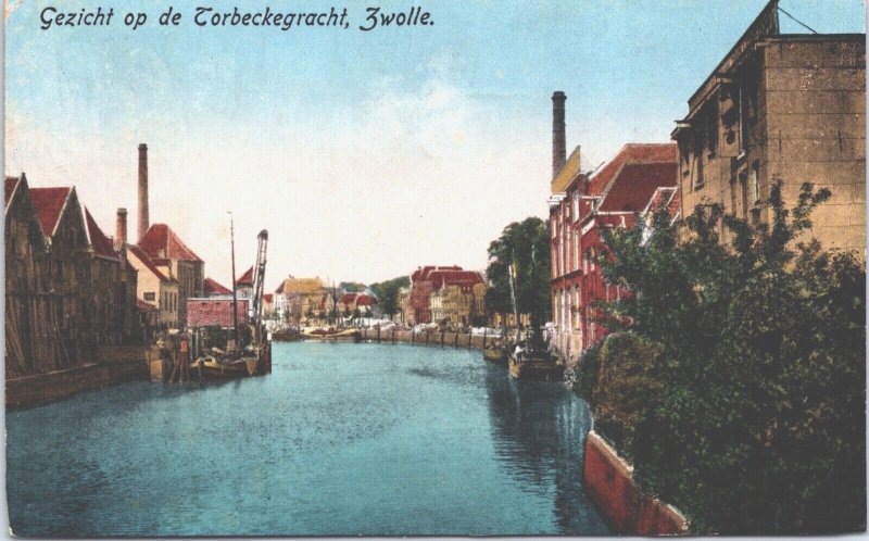 Netherlands Gezicht op de Thorbeckegracht Zwolle Vintage Postcard 04.12