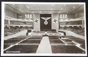 GERMANY THIRD 3RD REICH ORIGINAL PROPAGANDA CARD THE DEUTSCHLANDHALLE MUNICH