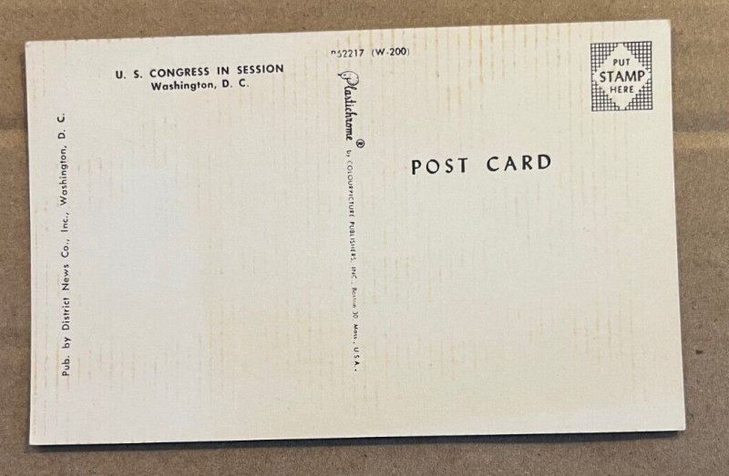 VINTAGE UNUSED POSTCARD - U.S. CONGRESS IN SESSION, WASHINGTON, D.C.